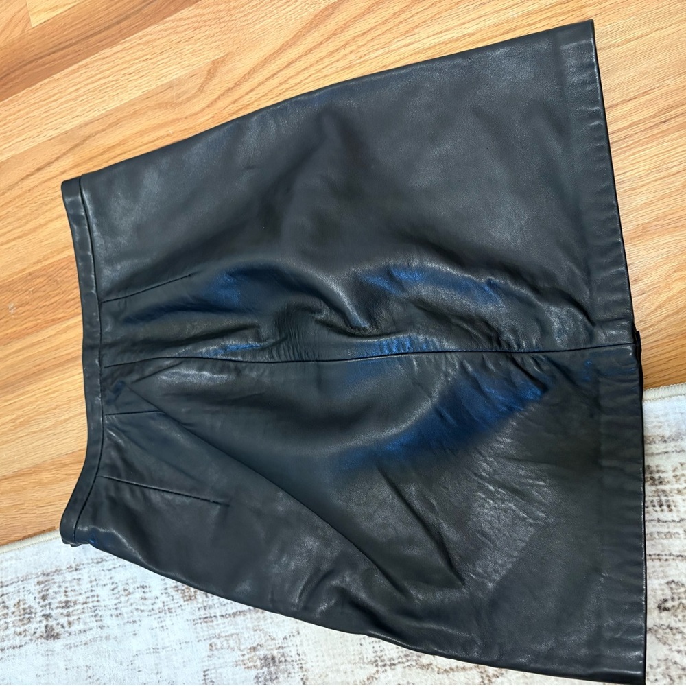 Black REAL Leather A-Line Mini Skirt